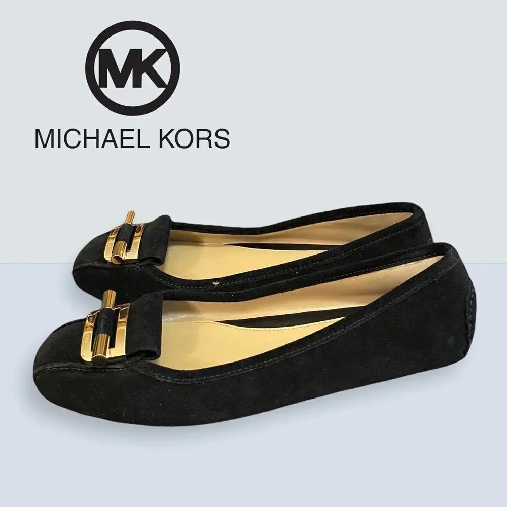 Michael Kors Black Suede Driving Mocs Flats 6